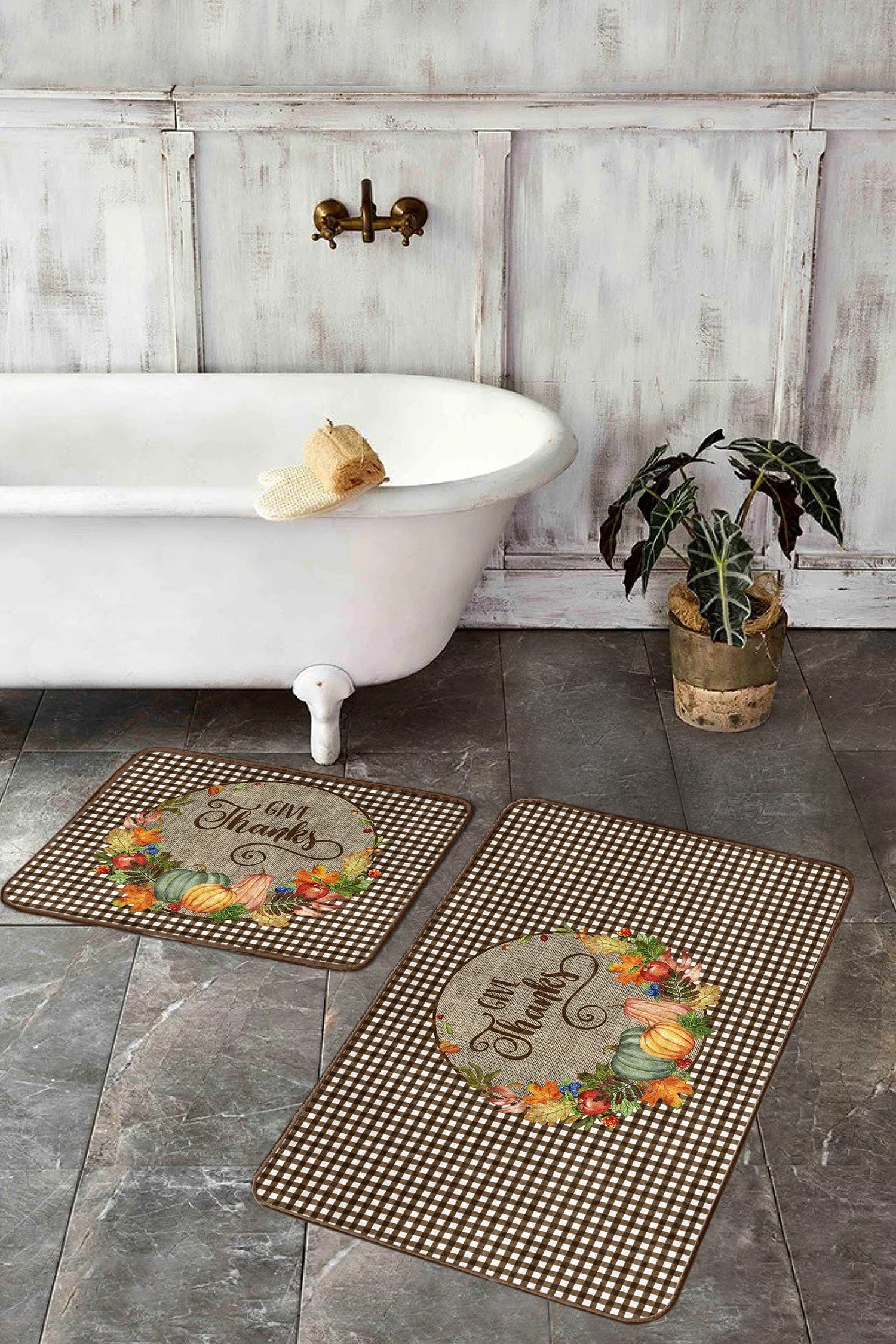Set di 2 Tappetini da bagno antiscivolo Aslan BPS379 Rectangle Multicolore, 100 x 60 cm / 60 x 50 cm (1)