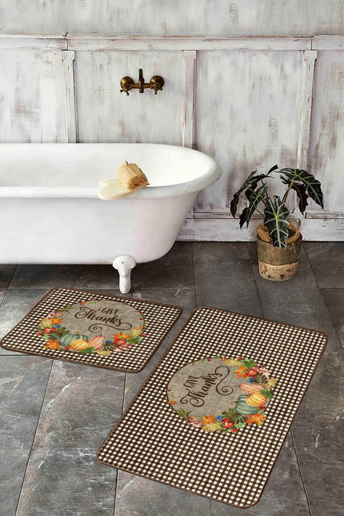 Set di 2 Tappetini da bagno antiscivolo Aslan BPS379 Rectangle Multicolore, 100 x 60 cm / 60 x 50 cm (1)