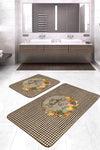 Set di 2 Tappetini da bagno antiscivolo Aslan BPS379 Rectangle Multicolore, 100 x 60 cm / 60 x 50 cm (2)