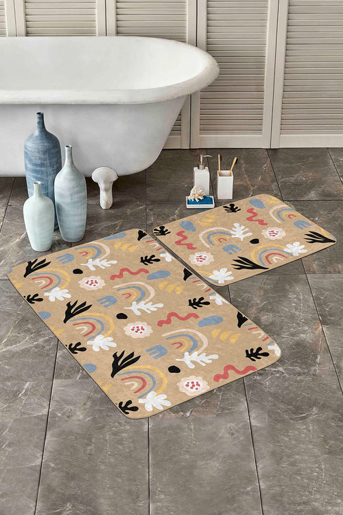 Set di 2 Tappetini da bagno antiscivolo Asli BPS195 Rectangle Multicolore, 100 x 60 cm / 60 x 50 cm (1)