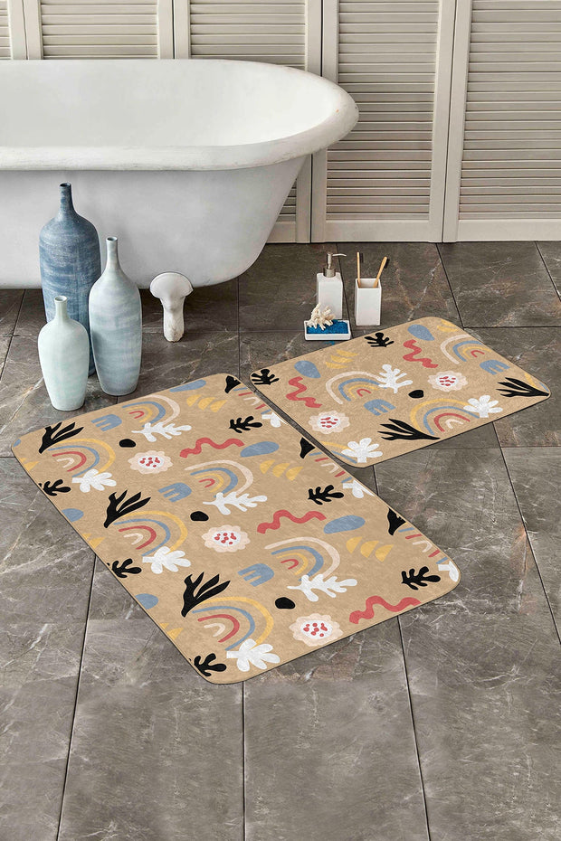 Set di 2 Tappetini da bagno antiscivolo Asli BPS195 Rectangle Multicolore, 100 x 60 cm / 60 x 50 cm (1)