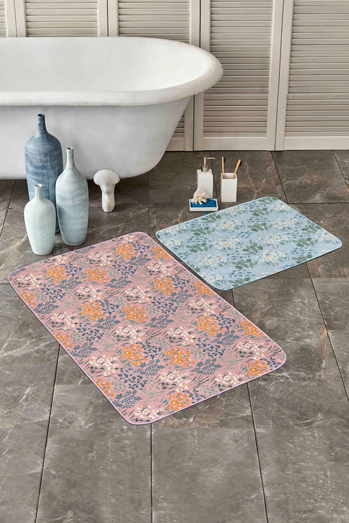 Set di 2 Tappetini da bagno antiscivolo Asli BPS197 Rectangle Multicolore, 100 x 60 cm / 60 x 50 cm