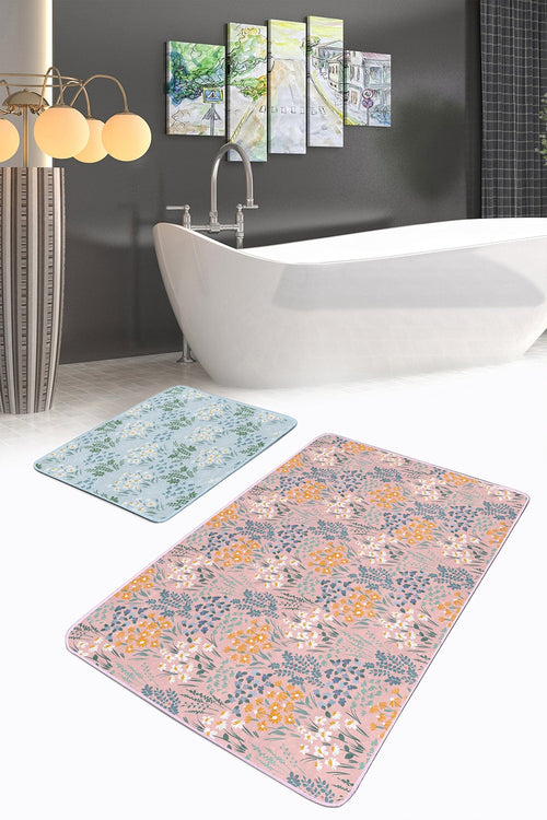 Set di 2 Tappetini da bagno antiscivolo Asli BPS197 Rectangle Multicolore, 100 x 60 cm / 60 x 50 cm (1)