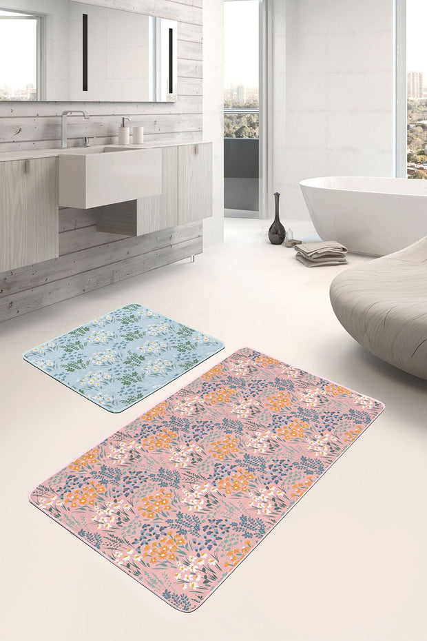 Set di 2 Tappetini da bagno antiscivolo Asli BPS197 Rectangle Multicolore, 100 x 60 cm / 60 x 50 cm (2)