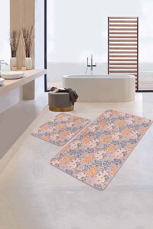 Set di 2 Tappetini da bagno antiscivolo Asli BPS198 Rectangle Multicolore, 100 x 60 cm / 60 x 50 cm