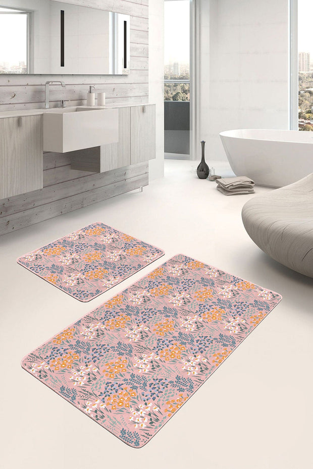Set di 2 Tappetini da bagno antiscivolo Asli BPS198 Rectangle Multicolore, 100 x 60 cm / 60 x 50 cm (2)