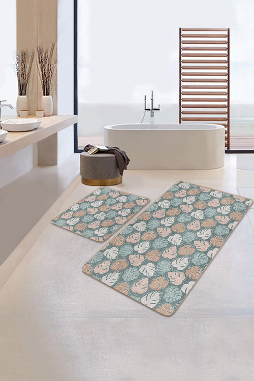 Set di 2 Tappetini da bagno antiscivolo Asli BPS201 Rectangle Multicolore, 100 x 60 cm / 60 x 50 cm