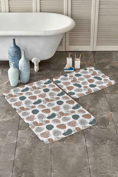 Set di 2 Tappetini da bagno antiscivolo Asli BPS202 Rectangle Multicolore, 100 x 60 cm / 60 x 50 cm