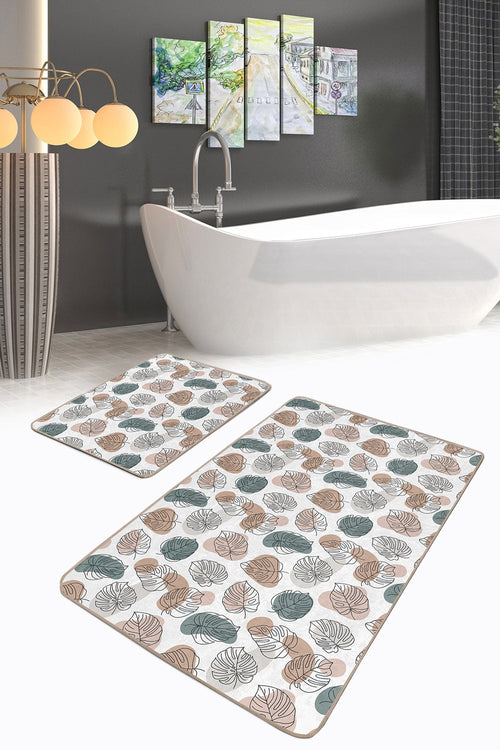 Set di 2 Tappetini da bagno antiscivolo Asli BPS202 Rectangle Multicolore, 100 x 60 cm / 60 x 50 cm (1)