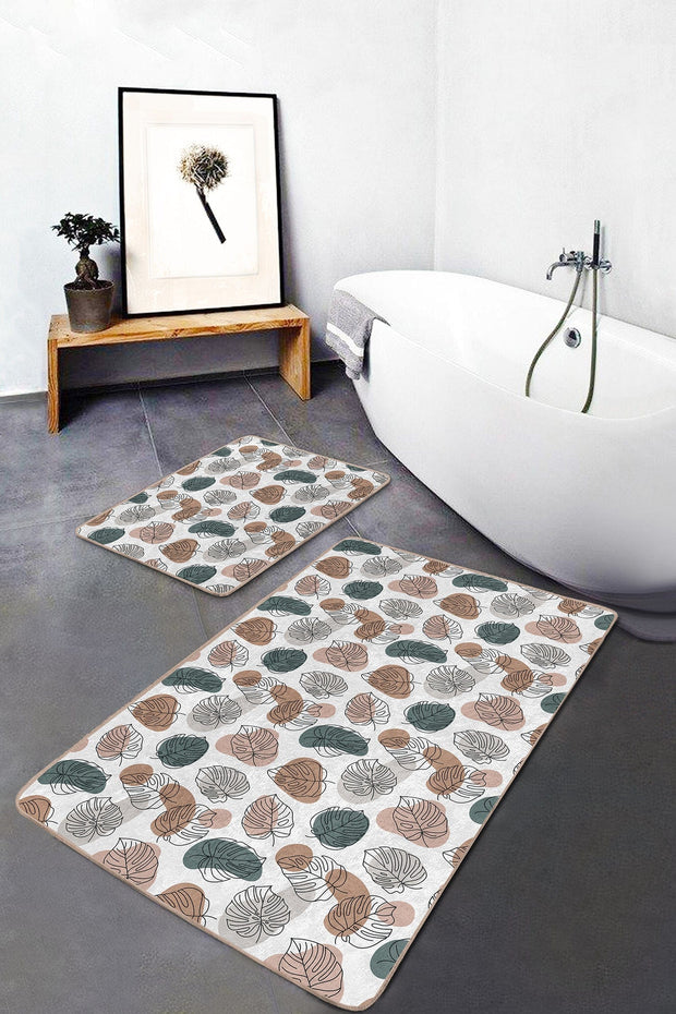 Set di 2 Tappetini da bagno antiscivolo Asli BPS202 Rectangle Multicolore, 100 x 60 cm / 60 x 50 cm (2)