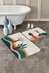 Set di 2 Tappetini da bagno antiscivolo Asli BPS204 Rectangle Multicolore, 100 x 60 cm / 60 x 50 cm