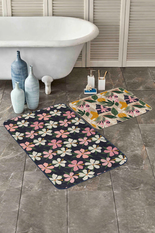 Set di 2 Tappetini da bagno antiscivolo Asli BPS206 Rectangle Multicolore, 100 x 60 cm / 60 x 50 cm