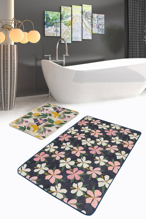 Set di 2 Tappetini da bagno antiscivolo Asli BPS206 Rectangle Multicolore, 100 x 60 cm / 60 x 50 cm (1)