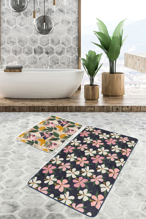Set di 2 Tappetini da bagno antiscivolo Asli BPS206 Rectangle Multicolore, 100 x 60 cm / 60 x 50 cm (2)
