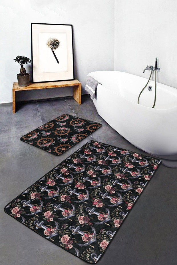 Set di 2 Tappetini da bagno antiscivolo Aysa BPS319 Rectangle Multicolore, 100 x 60 cm / 60 x 50 cm (2)