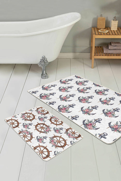 Set di 2 Tappetini da bagno antiscivolo Aysa BPS320 Rectangle Multicolore, 100 x 60 cm / 60 x 50 cm