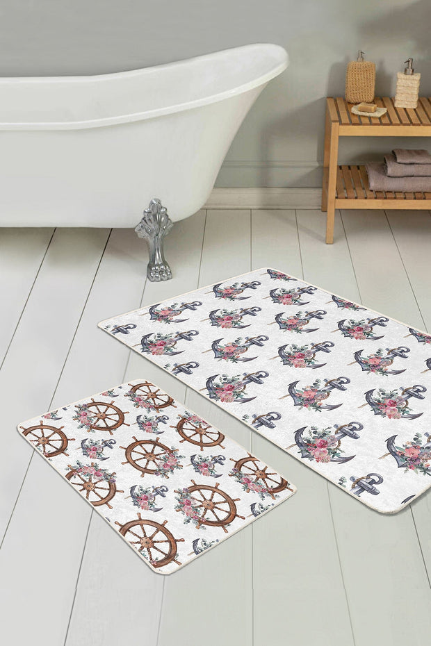 Set di 2 Tappetini da bagno antiscivolo Aysa BPS320 Rectangle Multicolore, 100 x 60 cm / 60 x 50 cm