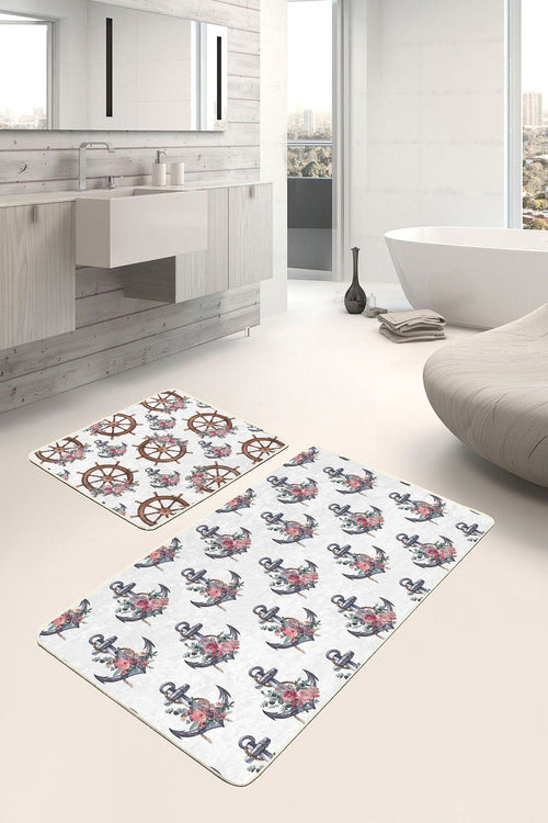 Set di 2 Tappetini da bagno antiscivolo Aysa BPS320 Rectangle Multicolore, 100 x 60 cm / 60 x 50 cm (1)