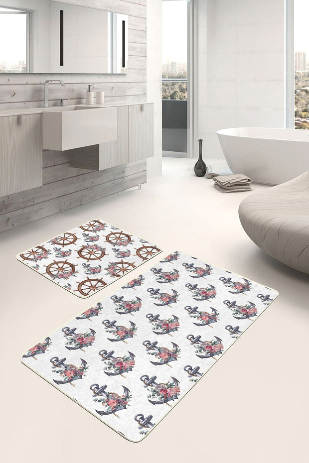 Set di 2 Tappetini da bagno antiscivolo Aysa BPS320 Rectangle Multicolore, 100 x 60 cm / 60 x 50 cm (1)