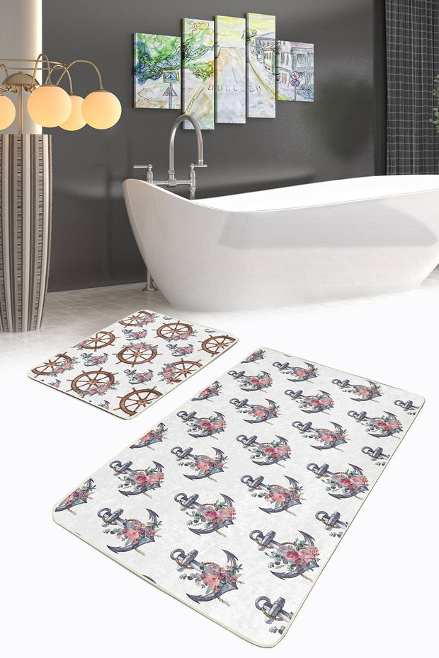 Set di 2 Tappetini da bagno antiscivolo Aysa BPS320 Rectangle Multicolore, 100 x 60 cm / 60 x 50 cm (2)