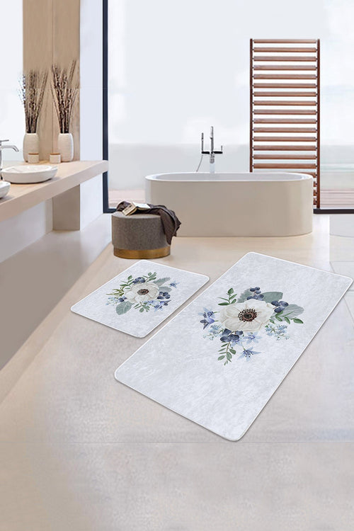 Set di 2 Tappetini da bagno antiscivolo Aysa BPS322 Rectangle Multicolore, 100 x 60 cm / 60 x 50 cm (1)
