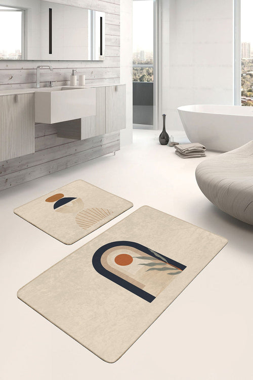 Set di 2 Tappetini da bagno antiscivolo Aysa BPS323 Rectangle Multicolore, 100 x 60 cm / 60 x 50 cm