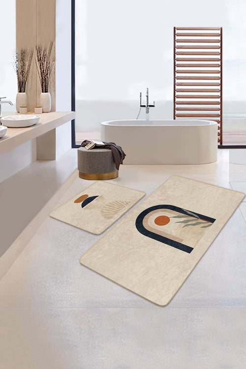 Set di 2 Tappetini da bagno antiscivolo Aysa BPS323 Rectangle Multicolore, 100 x 60 cm / 60 x 50 cm (1)