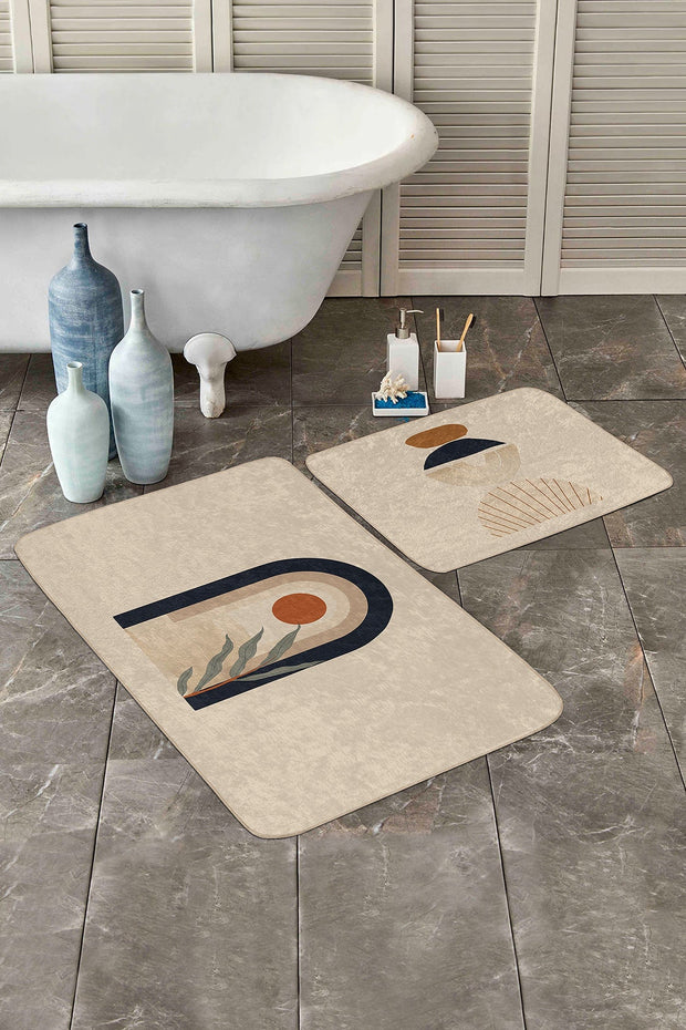 Set di 2 Tappetini da bagno antiscivolo Aysa BPS323 Rectangle Multicolore, 100 x 60 cm / 60 x 50 cm (2)