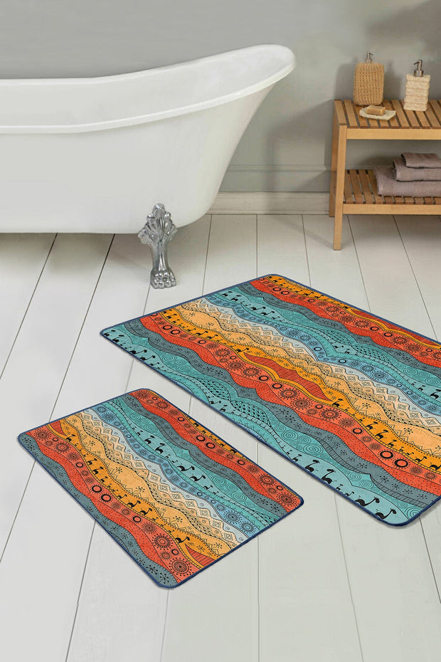 Set di 2 Tappetini da bagno antiscivolo Aysa BPS328 Rectangle Multicolore, 100 x 60 cm / 60 x 50 cm (1)