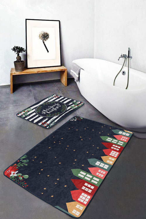 Set di 2 Tappetini da bagno antiscivolo Aysa BPS330 Rectangle Multicolore, 100 x 60 cm / 60 x 50 cm (1)