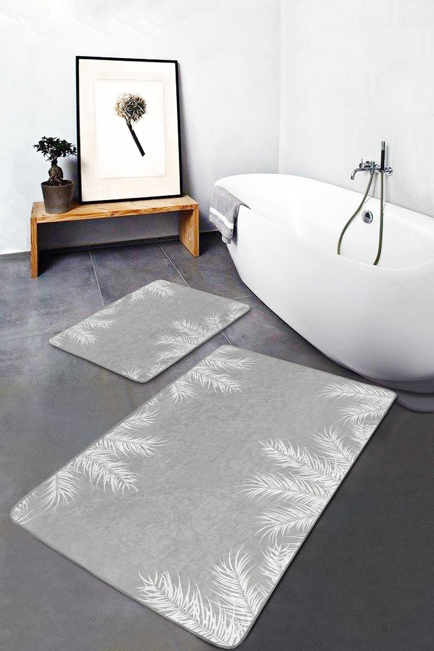 Set di 2 Tappetini da bagno antiscivolo Azra BPS241 Rectangle Multicolore, 100 x 60 cm / 60 x 50 cm