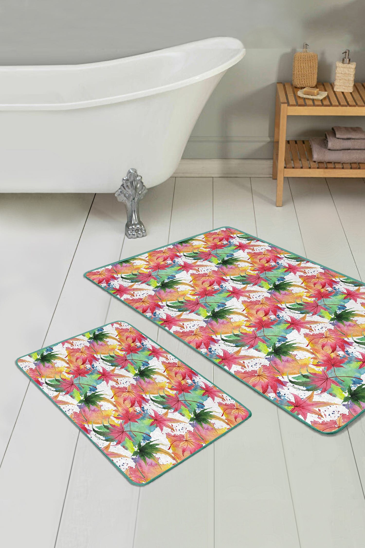 Set di 2 Tappetini da bagno antiscivolo Azra BPS243 Rectangle Multicolore, 100 x 60 cm / 60 x 50 cm