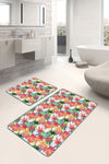 Set di 2 Tappetini da bagno antiscivolo Azra BPS243 Rectangle Multicolore, 100 x 60 cm / 60 x 50 cm (2)