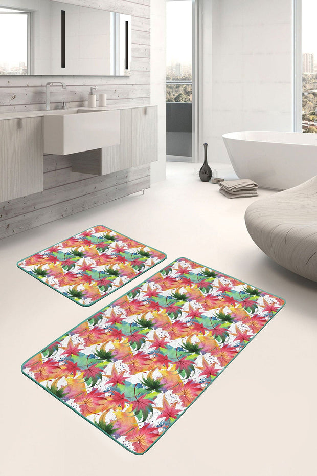 Set di 2 Tappetini da bagno antiscivolo Azra BPS243 Rectangle Multicolore, 100 x 60 cm / 60 x 50 cm (2)