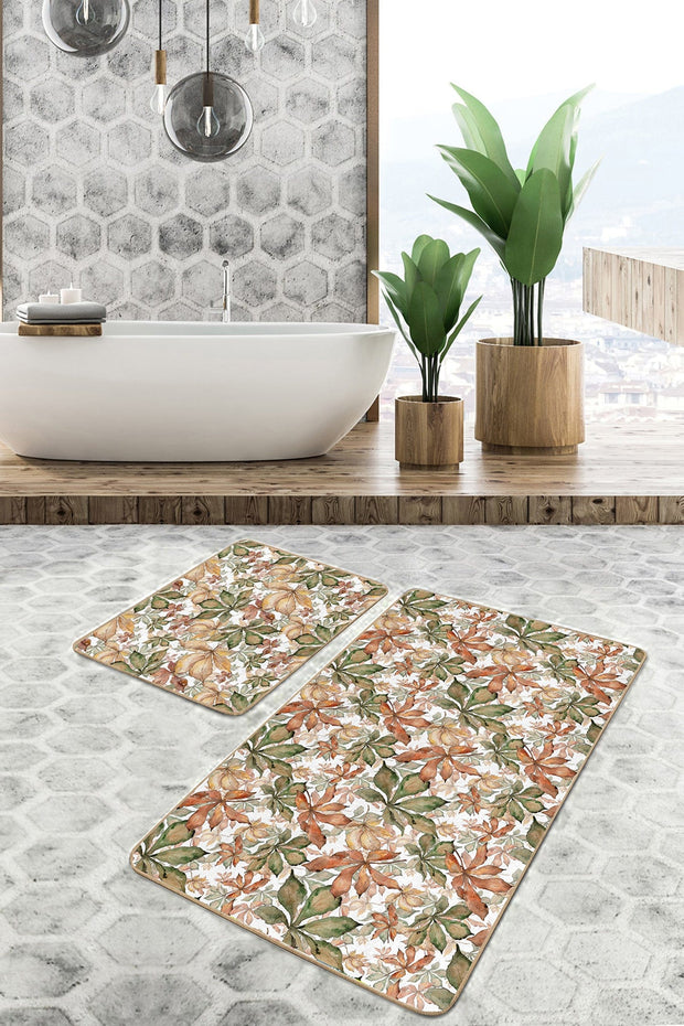 Set di 2 Tappetini da bagno antiscivolo Azra BPS244 Rectangle Multicolore, 100 x 60 cm / 60 x 50 cm