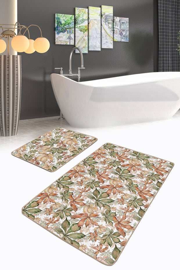 Set di 2 Tappetini da bagno antiscivolo Azra BPS244 Rectangle Multicolore, 100 x 60 cm / 60 x 50 cm (2)
