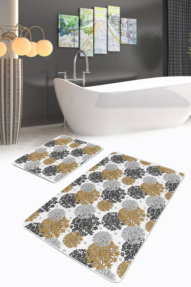 Set di 2 Tappetini da bagno antiscivolo Azra BPS245 Rectangle Multicolore, 100 x 60 cm / 60 x 50 cm (2)