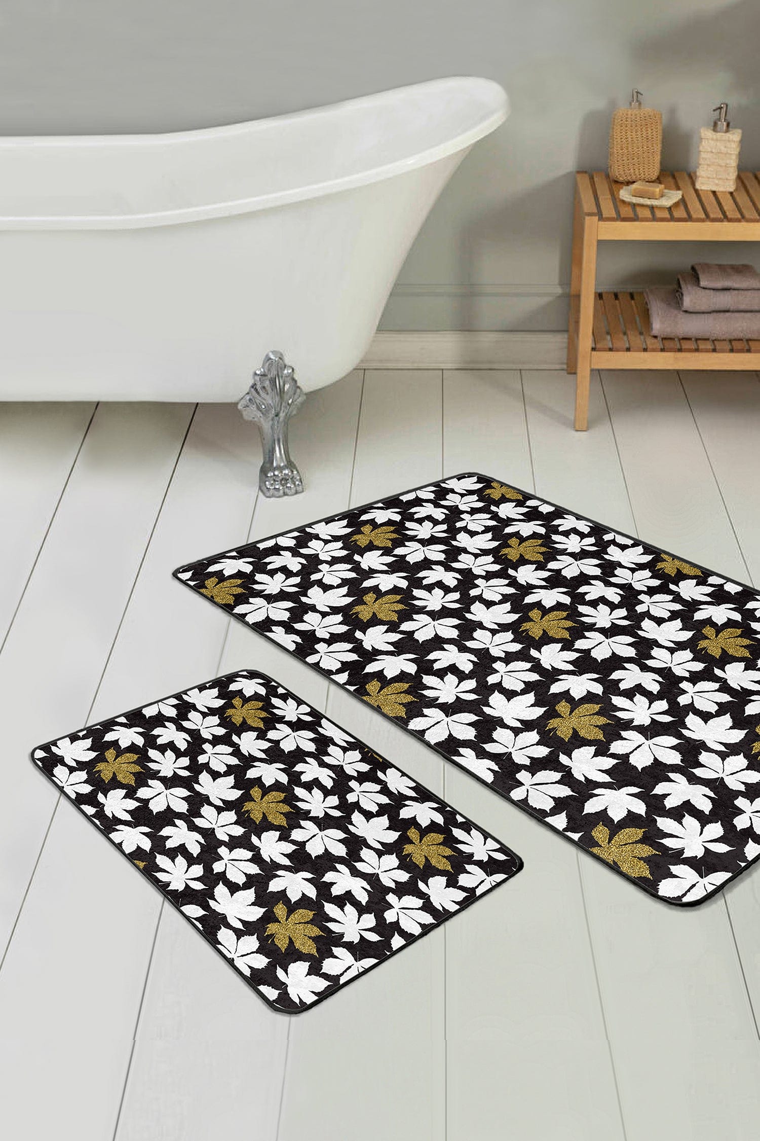 Set di 2 Tappetini da bagno antiscivolo Azra BPS246 Rectangle Multicolore, 100 x 60 cm / 60 x 50 cm (1)
