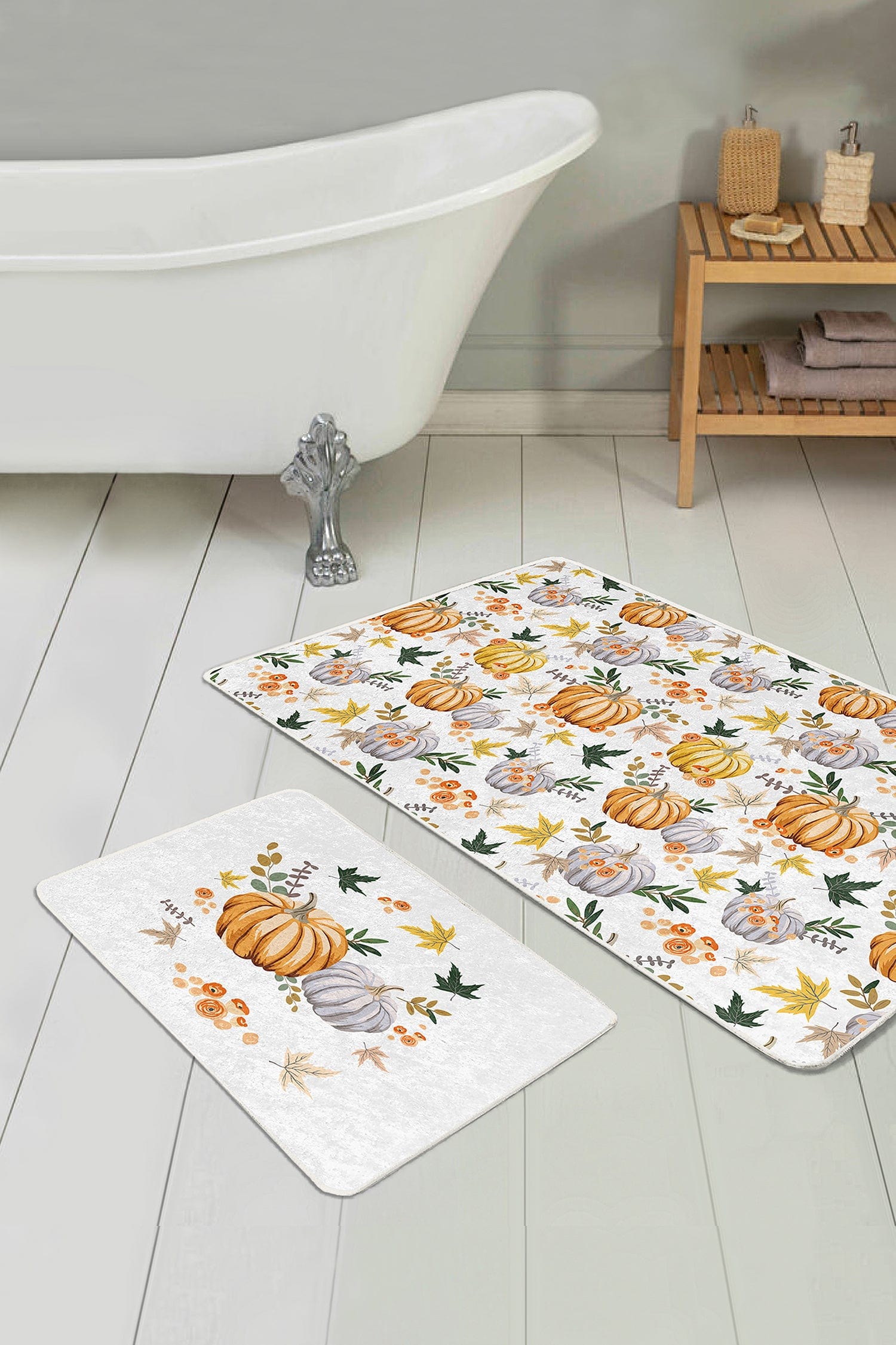 Set di 2 Tappetini da bagno antiscivolo Azra BPS247 Rectangle Multicolore, 100 x 60 cm / 60 x 50 cm