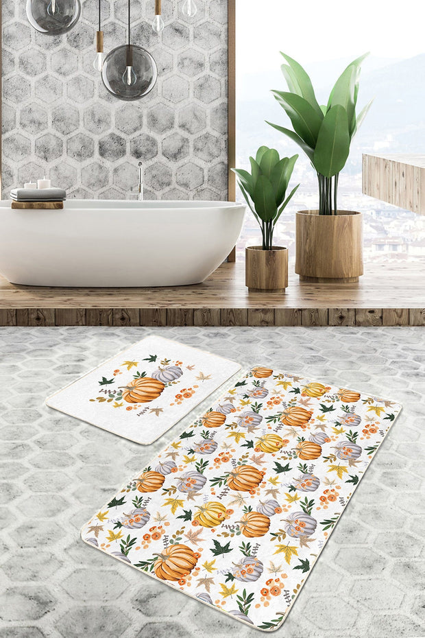 Set di 2 Tappetini da bagno antiscivolo Azra BPS247 Rectangle Multicolore, 100 x 60 cm / 60 x 50 cm (1)