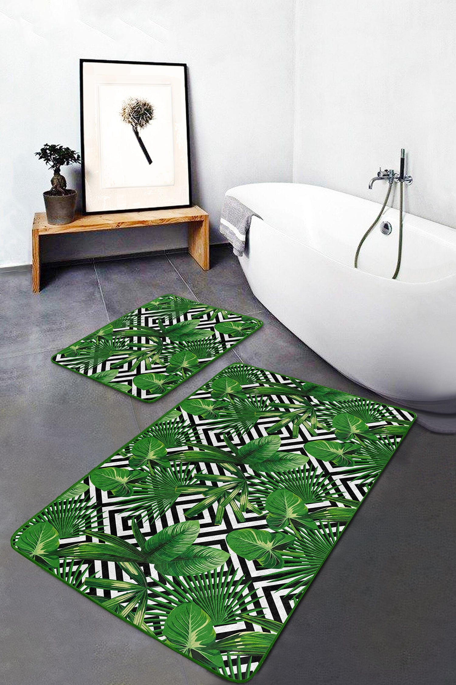 Set di 2 Tappetini da bagno antiscivolo Bade BPS138 Rectangle Multicolore, 100 x 60 cm / 60 x 50 cm (2)