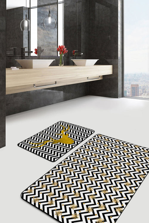 Set di 2 Tappetini da bagno antiscivolo Bade BPS139 Rectangle Multicolore, 100 x 60 cm / 60 x 50 cm