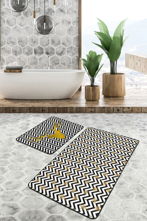 Set di 2 Tappetini da bagno antiscivolo Bade BPS139 Rectangle Multicolore, 100 x 60 cm / 60 x 50 cm (1)