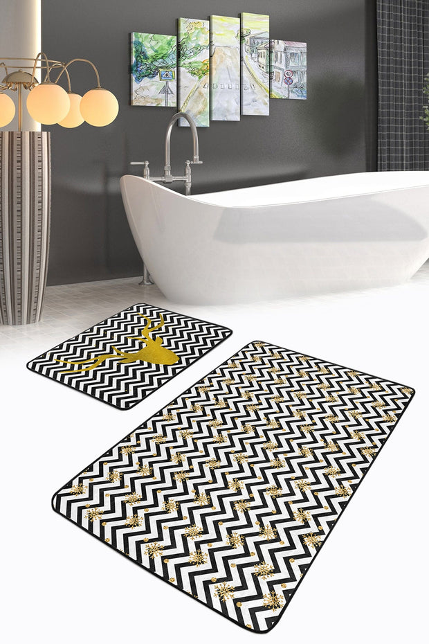 Set di 2 Tappetini da bagno antiscivolo Bade BPS139 Rectangle Multicolore, 100 x 60 cm / 60 x 50 cm (2)