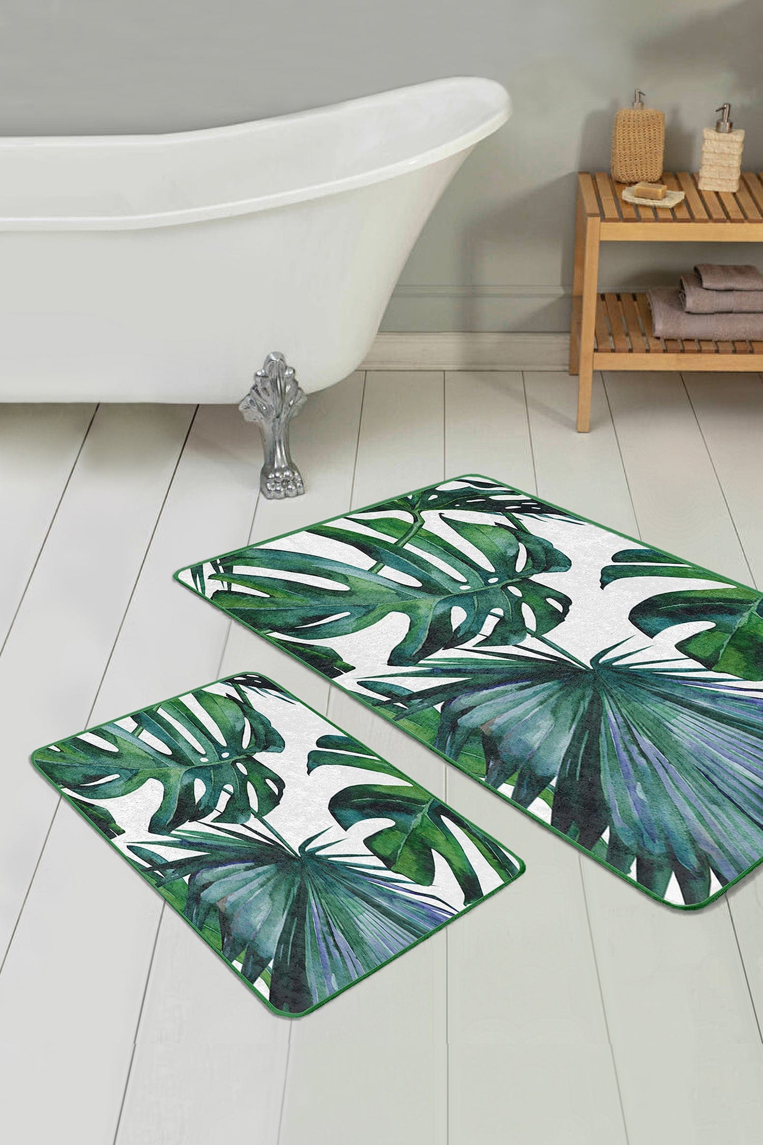 Set di 2 Tappetini da bagno antiscivolo Bade BPS141 Rectangle Multicolore, 100 x 60 cm / 60 x 50 cm (1)