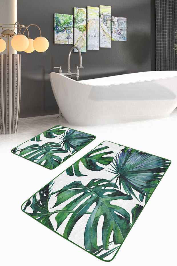 Set di 2 Tappetini da bagno antiscivolo Bade BPS141 Rectangle Multicolore, 100 x 60 cm / 60 x 50 cm (2)