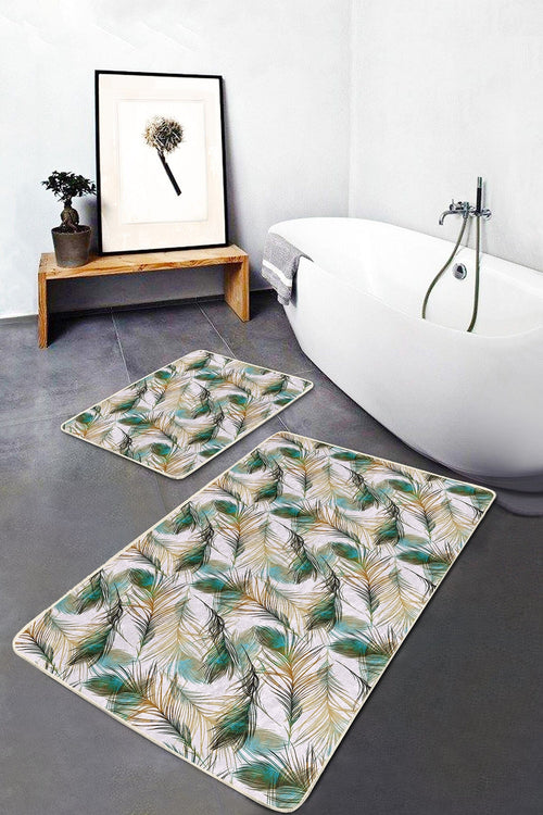 Set di 2 Tappetini da bagno antiscivolo Bade BPS142 Rectangle Multicolore, 100 x 60 cm / 60 x 50 cm