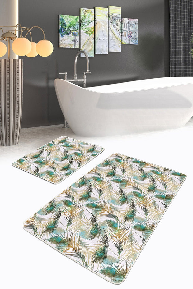 Set di 2 Tappetini da bagno antiscivolo Bade BPS142 Rectangle Multicolore, 100 x 60 cm / 60 x 50 cm (1)