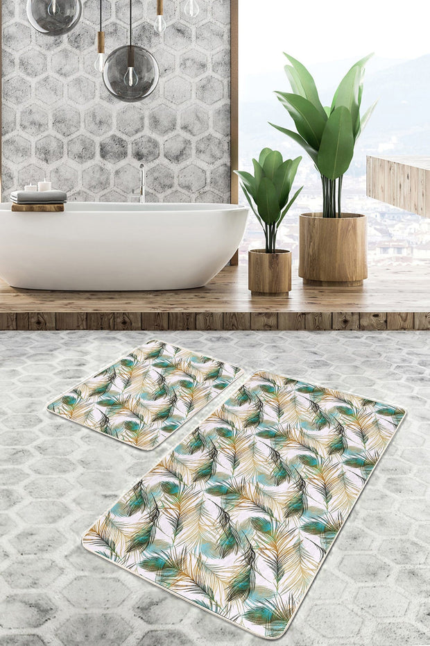 Set di 2 Tappetini da bagno antiscivolo Bade BPS142 Rectangle Multicolore, 100 x 60 cm / 60 x 50 cm (2)
