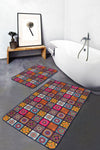 Set di 2 Tappetini da bagno antiscivolo Bade BPS147 Rectangle Multicolore, 100 x 60 cm / 60 x 50 cm